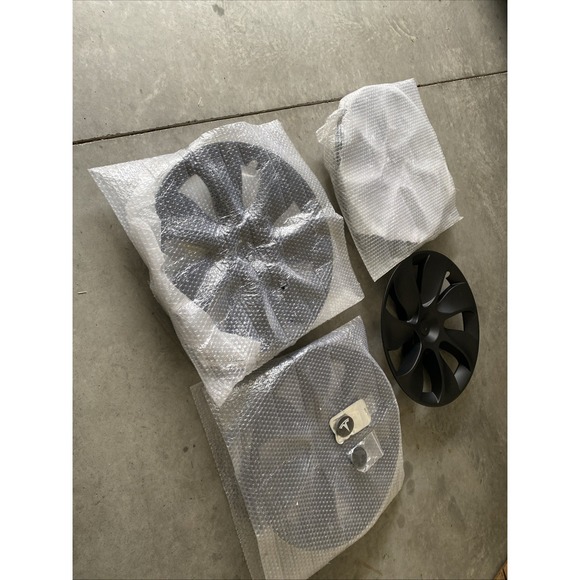 Set of 4 Tesla Wheel Covers Matte Black Aero Style Hubcaps w/‎ Center Caps 18" - Picture 5 of 5